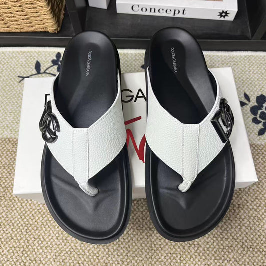 D*G 2026 Premium Leather Casual Slippers - Designer Men's Slides in 5 Colors