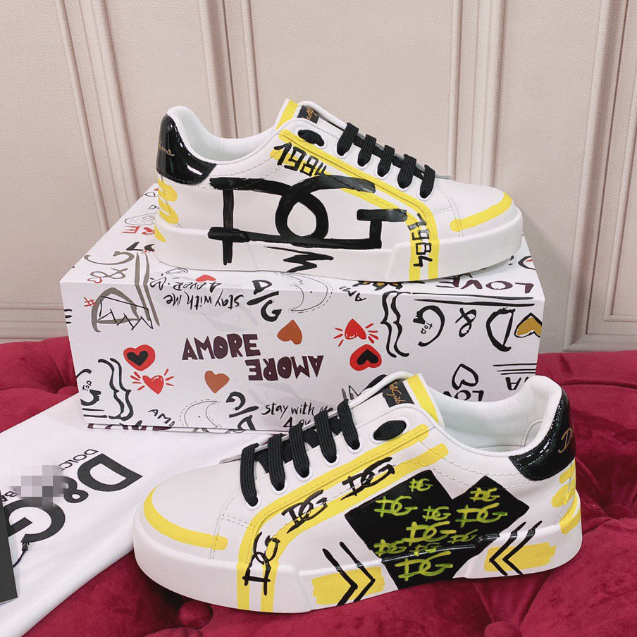 D*G 2026 Luxury Genuine Leather Casual Sneakers - Italian Designer Unisex Shoes