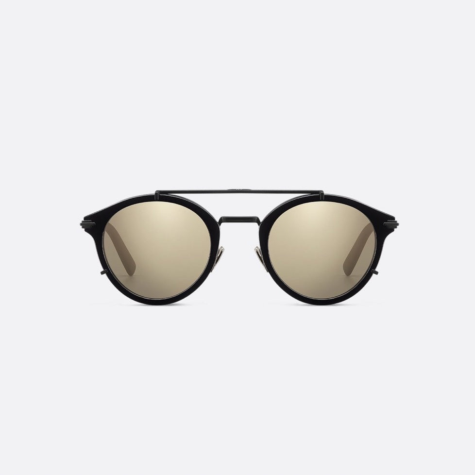 D**R DiorSignature R1U Round Sunglasses | Cream Acetate Frame, Gold Mirror Lenses, Double Bridge | Multiple Colors