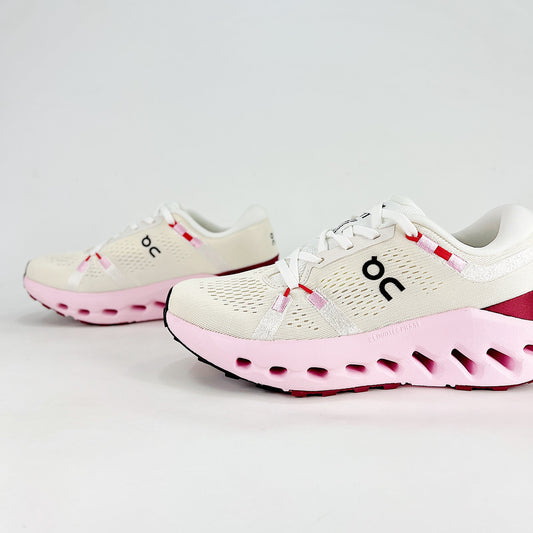On Cloudsurfer – White & Blush Pink Unisex Soft Cushioned Breathable Running Shoes