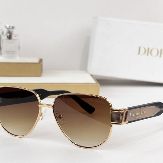 D**R Aviator Sunglasses | Metal Double-Bridge Frame, Christian Dior Couture Ribbed Temple Block, Coloured Acetate Arms | 6 Colors