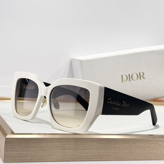 D**R Oversized Polygon Cat-Eye Sunglasses | Gloss Black Acetate, Gold-Tone Hinge, Christian Dior Paris Temple, Gradient Lenses | 6 Colors