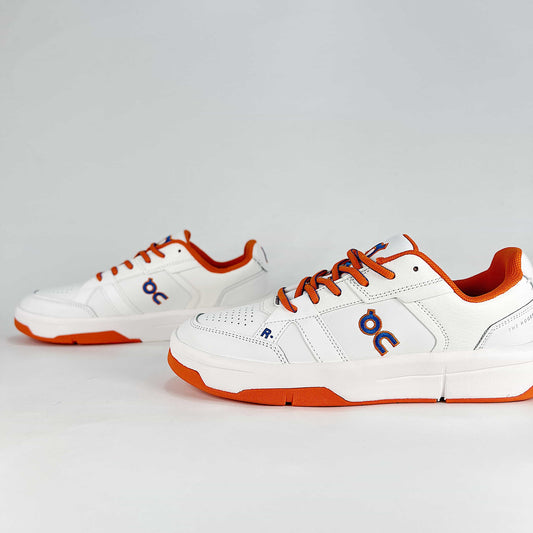 On THE ROGER CH Varsity – White & Flame Orange Unisex Premium Tennis-Inspired Lifestyle Sneakers