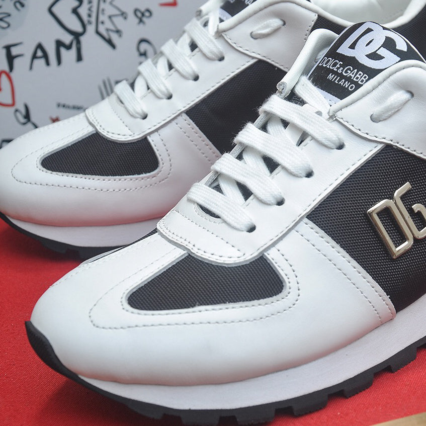 D*G 2026 Premium Leather Casual Sneakers - Designer Unisex Shoes in Black & Blue