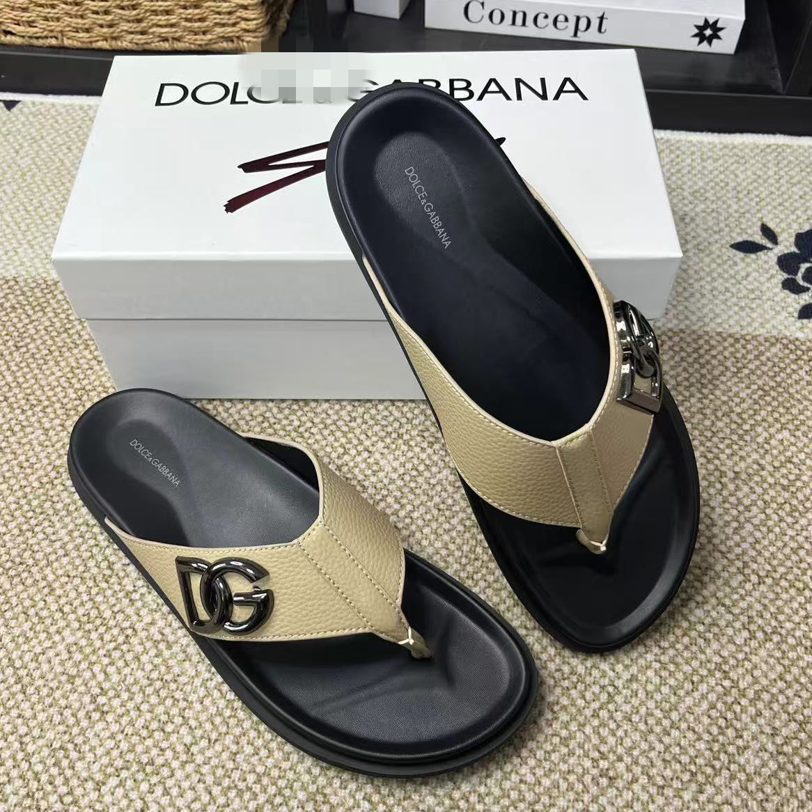 D*G 2026 Premium Leather Casual Slippers - Designer Men's Slides in 5 Colors