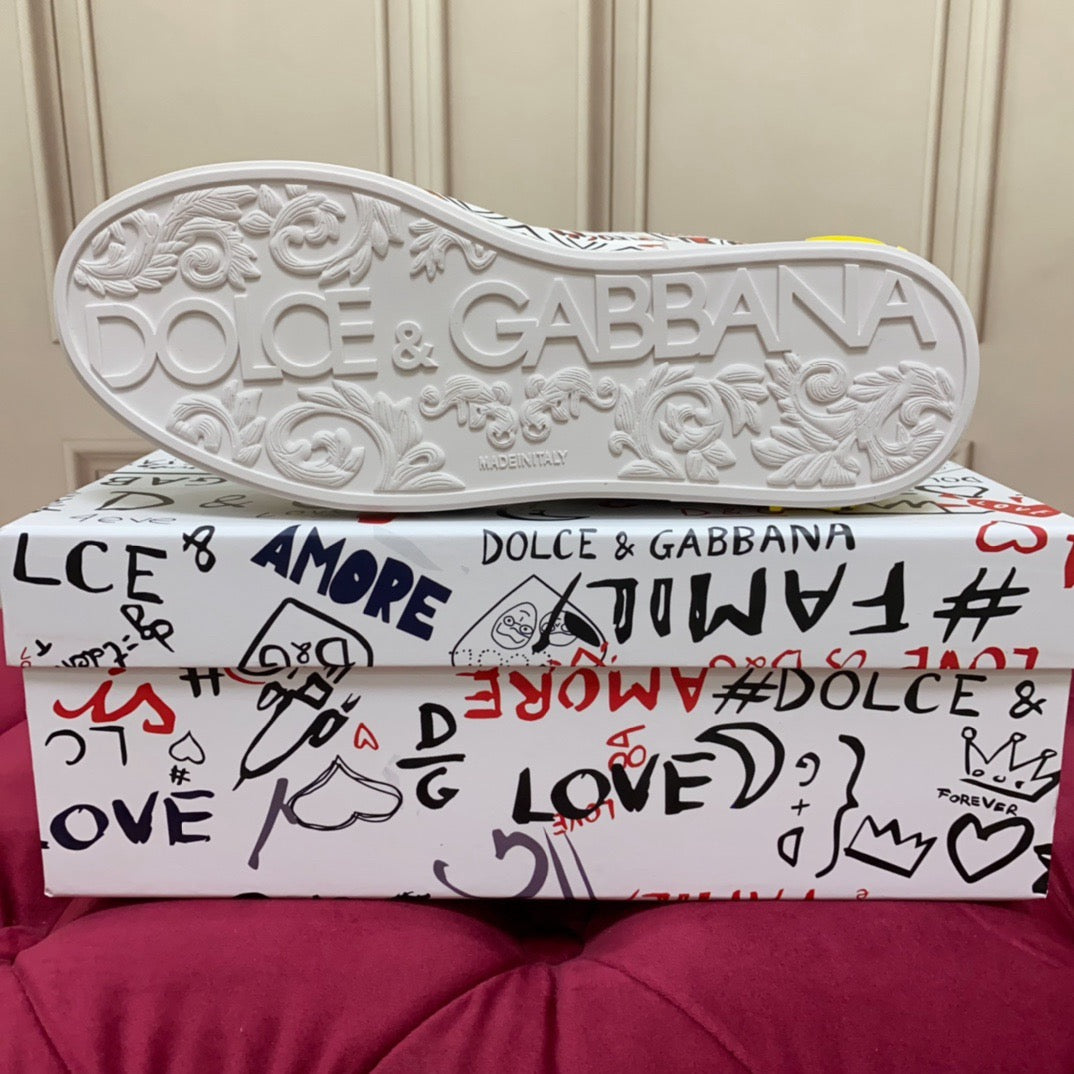 D*G 2026 Luxury Genuine Leather Casual Sneakers - Italian Designer Unisex Shoes