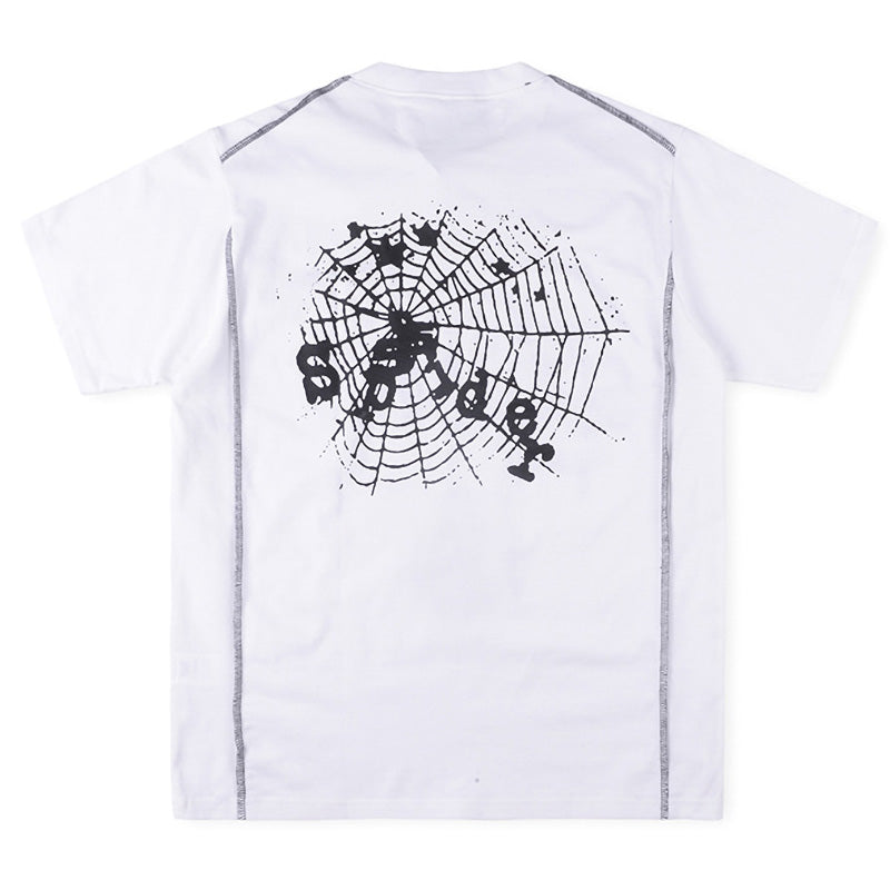 Sp5der Contrast Stitch Slub Tee