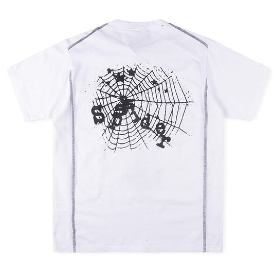 Sp5der Contrast Stitch Slub Tee