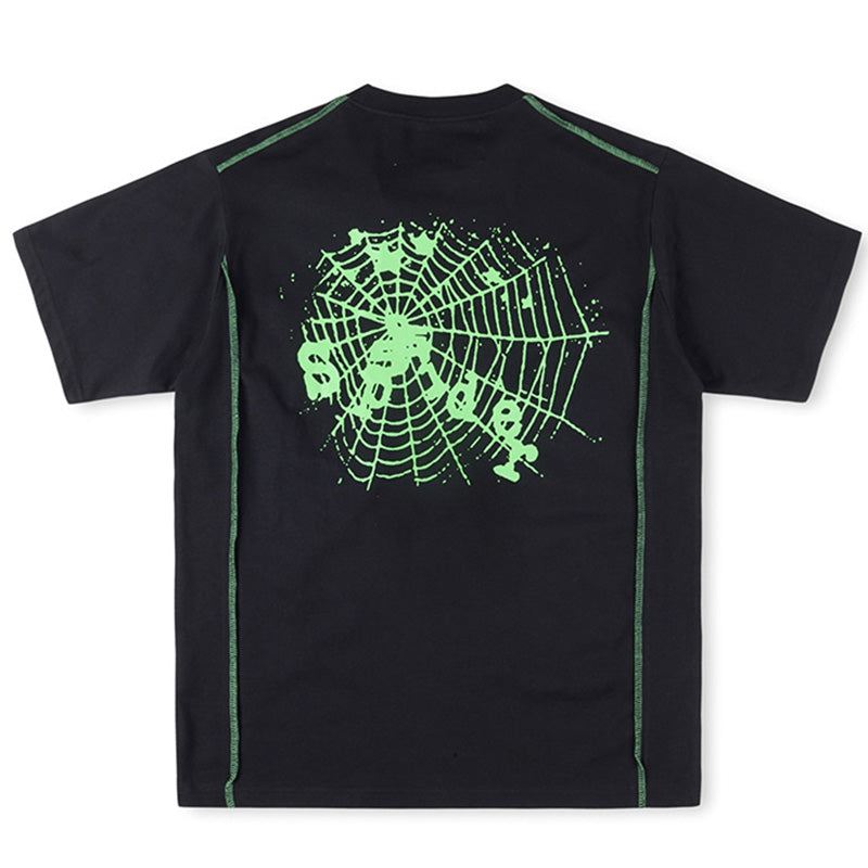 Sp5der Contrast Stitch Slub Tee