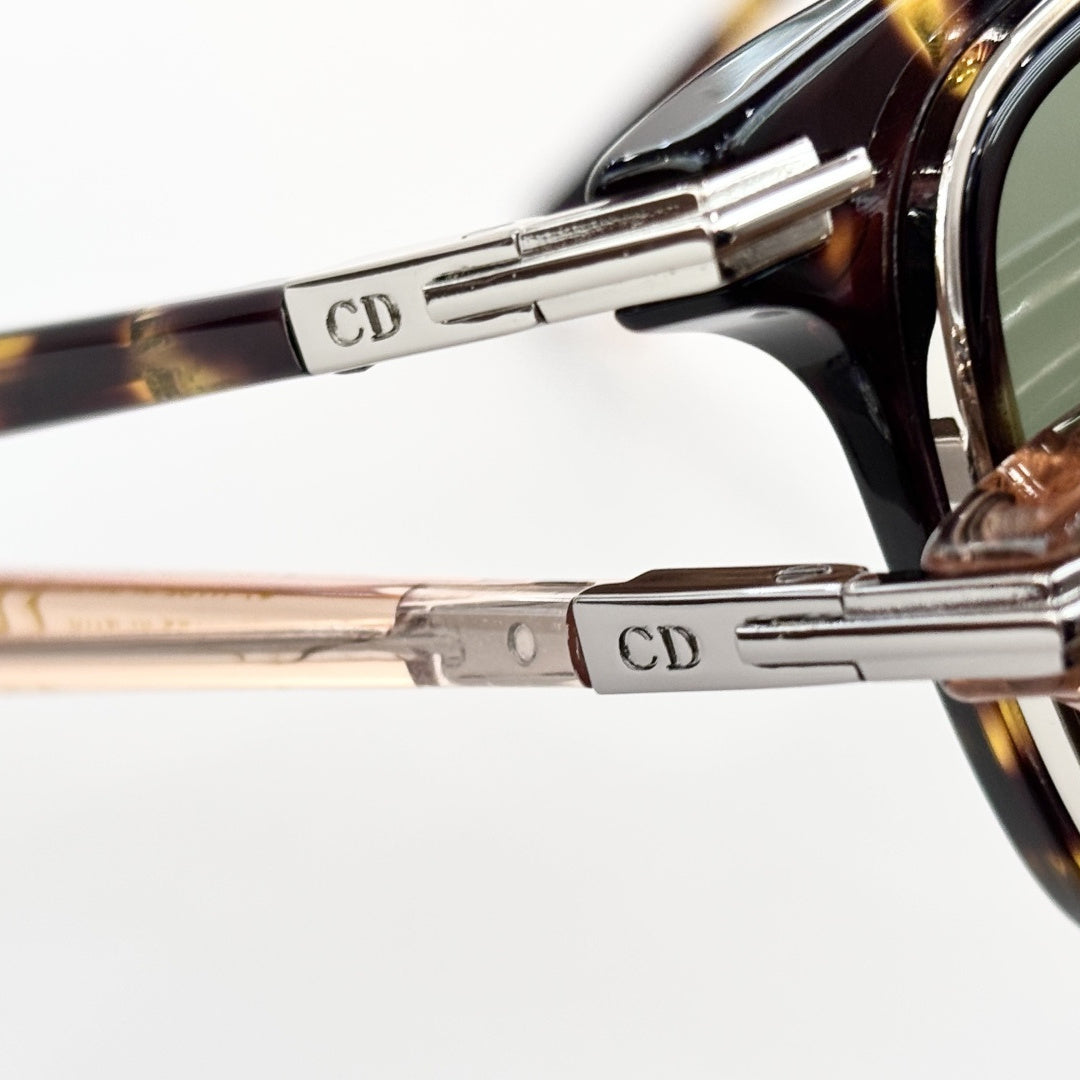 D**R DiorBlackSuit S1I Square Sunglasses | Transparent Smoke Blue Acetate Frame, Brown Lenses, Gold Metal | Multiple Colors