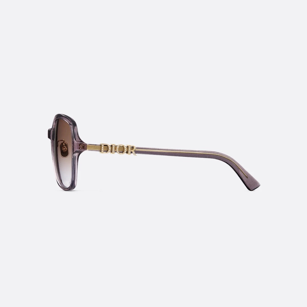 D**R DiorNuit A1U Oversized Square Sunglasses | Transparent Smoke Grey Acetate Frame, Brown Gradient Lenses, Gold DIOR Letter Temple | Multiple Colors