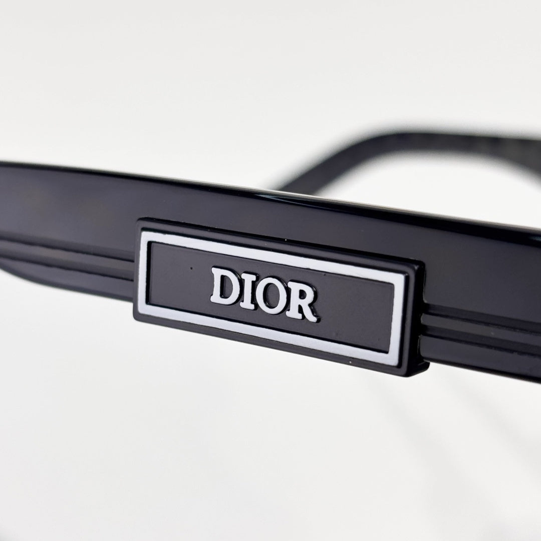 D**R DiorB23 S1I Flat Top Shield Sunglasses | Black Acetate Frame, Dark Grey Shield Lenses, DIOR Logo Plaque | Multiple Colors