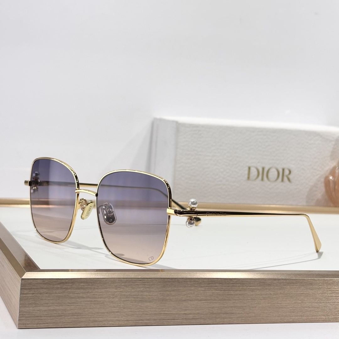 D**R Oversized Square Sunglasses | Gold Metal Frame, Double Pearl Hinge, Multi-Gradient Lenses | 6 Colors