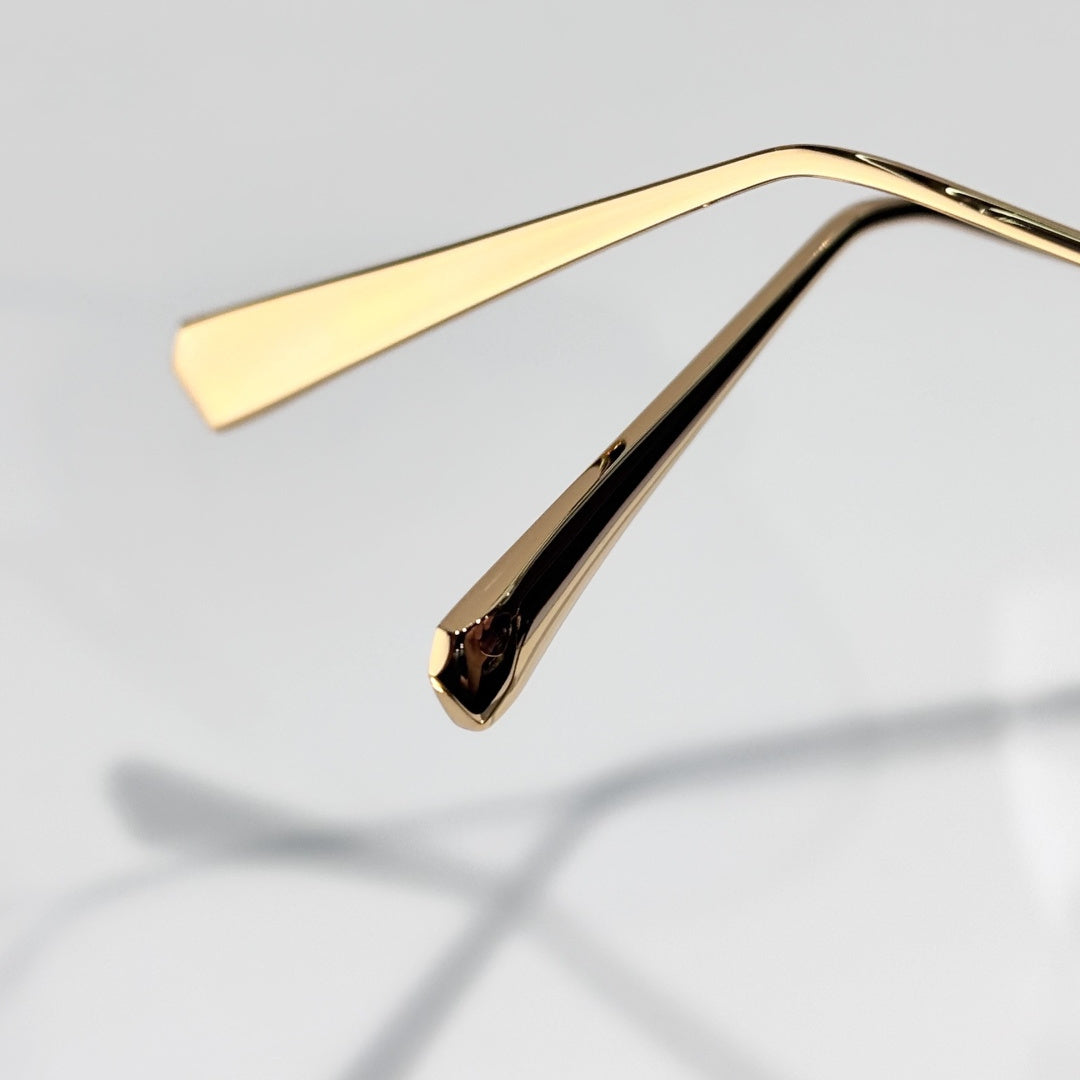D**R Butterfly Square Sunglasses | Gold Metal Frame, Pearl Hinge Detail, Gradient Rose-Brown Lenses | Multiple Colors
