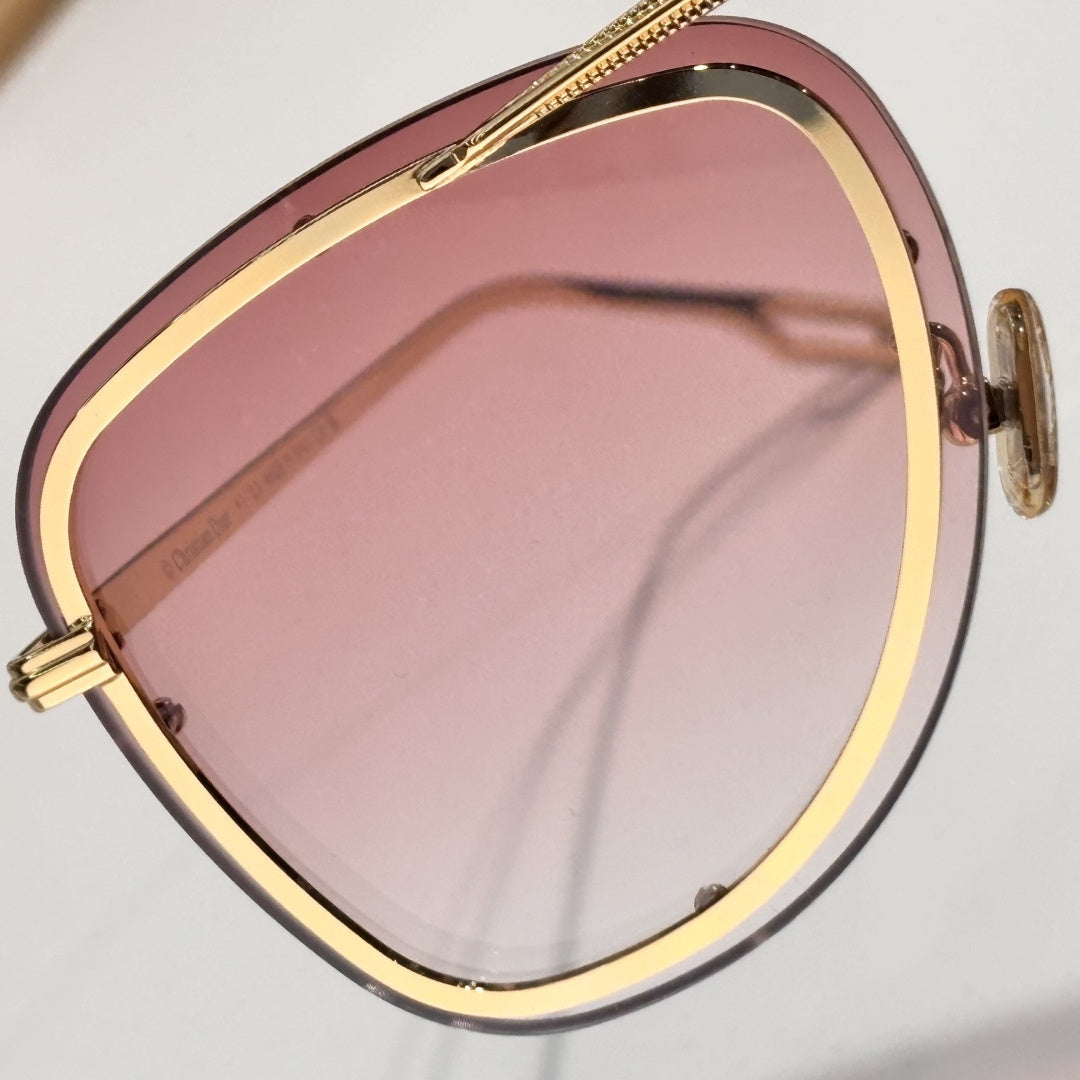 D**R BlackSuit A1U Aviator Sunglasses | Transparent White Acetate Frame, Blue-Grey Gradient Lenses, Gold-Silver Double Bridge | Multiple Colors
