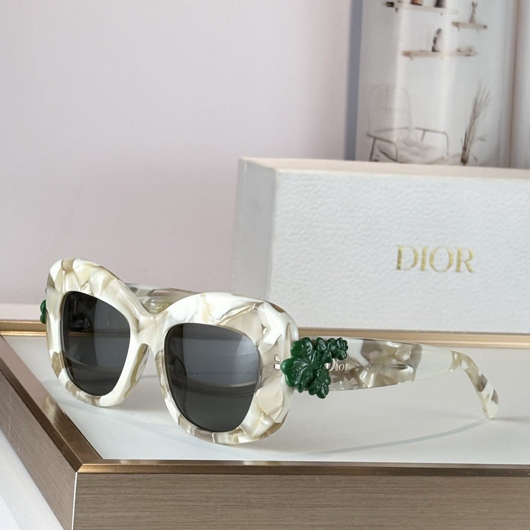 D**R Lady Cat-Eye Sunglasses | Black Acetate Frame, Grey Gradient Lenses & 3D Floral Detail | Multiple Colors