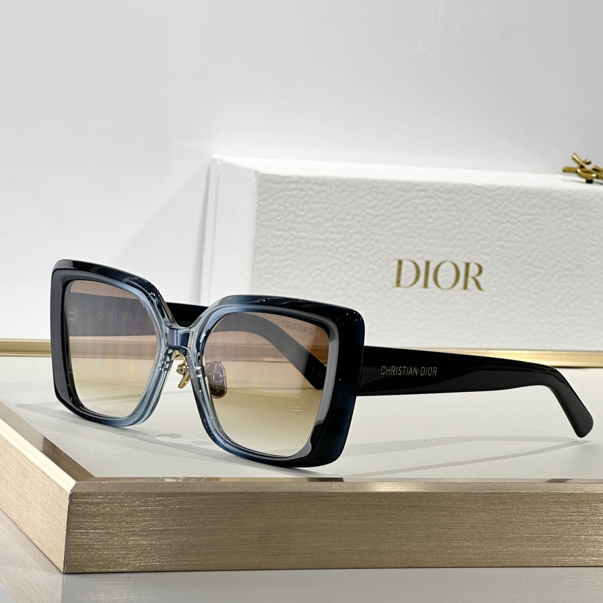 D**R MissDior B4F Square Cat Eye Sunglasses | Dark Brown Acetate Frame, Brown Lenses, Christian Dior Temple | Multiple Colors