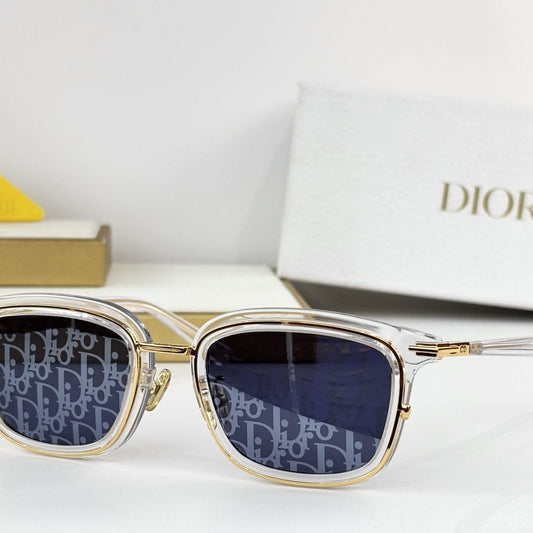 D**R DiorBlackSuit S1I Square Sunglasses | Crystal Acetate Frame, Navy Oblique Print Lenses, Gold Metal | Multiple Colors