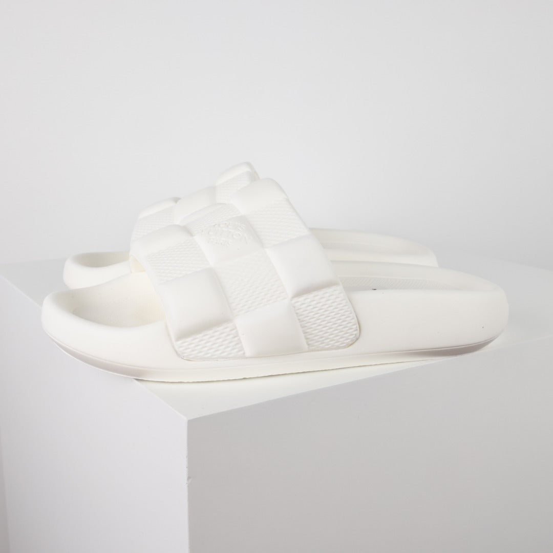 L***V Ivory White Shearling Fluffy Double Strap Slide Sandals — Spring Summer Boutique Limited Edition