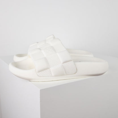 L***V Ivory White Shearling Fluffy Double Strap Slide Sandals — Spring Summer Boutique Limited Edition