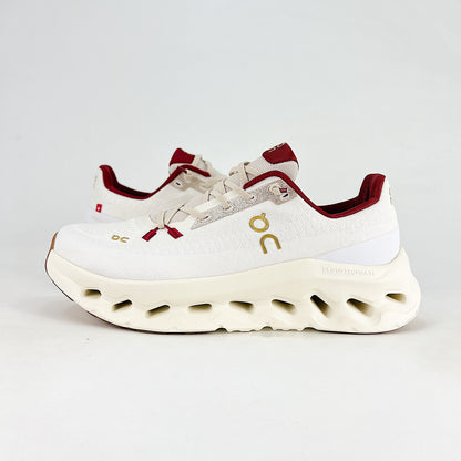 On Running Cloudeclipse – Ivory & Crimson Red Unisex High-Performance Road Running Shoes