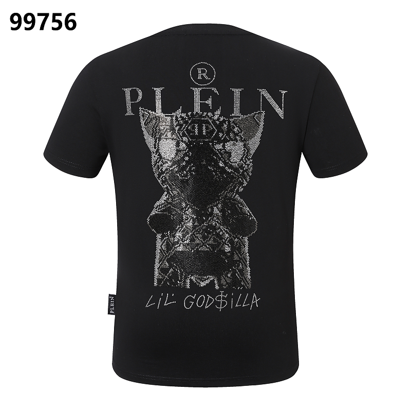 P**P Men's Campus Style Logo Emblem T-Shirt | Black White
