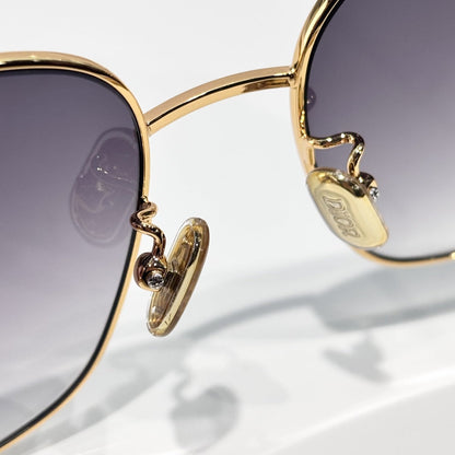 D**R Butterfly Square Sunglasses | Gold Metal Frame, Pearl Hinge Detail, Gradient Rose-Brown Lenses | Multiple Colors