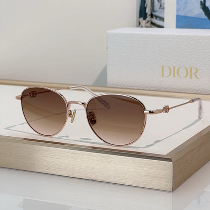 D**R Round Optical Glasses with Slim Rose Gold Metal Wire Frame, Clear Blue Light Lenses & 3D CD Logo Hardware