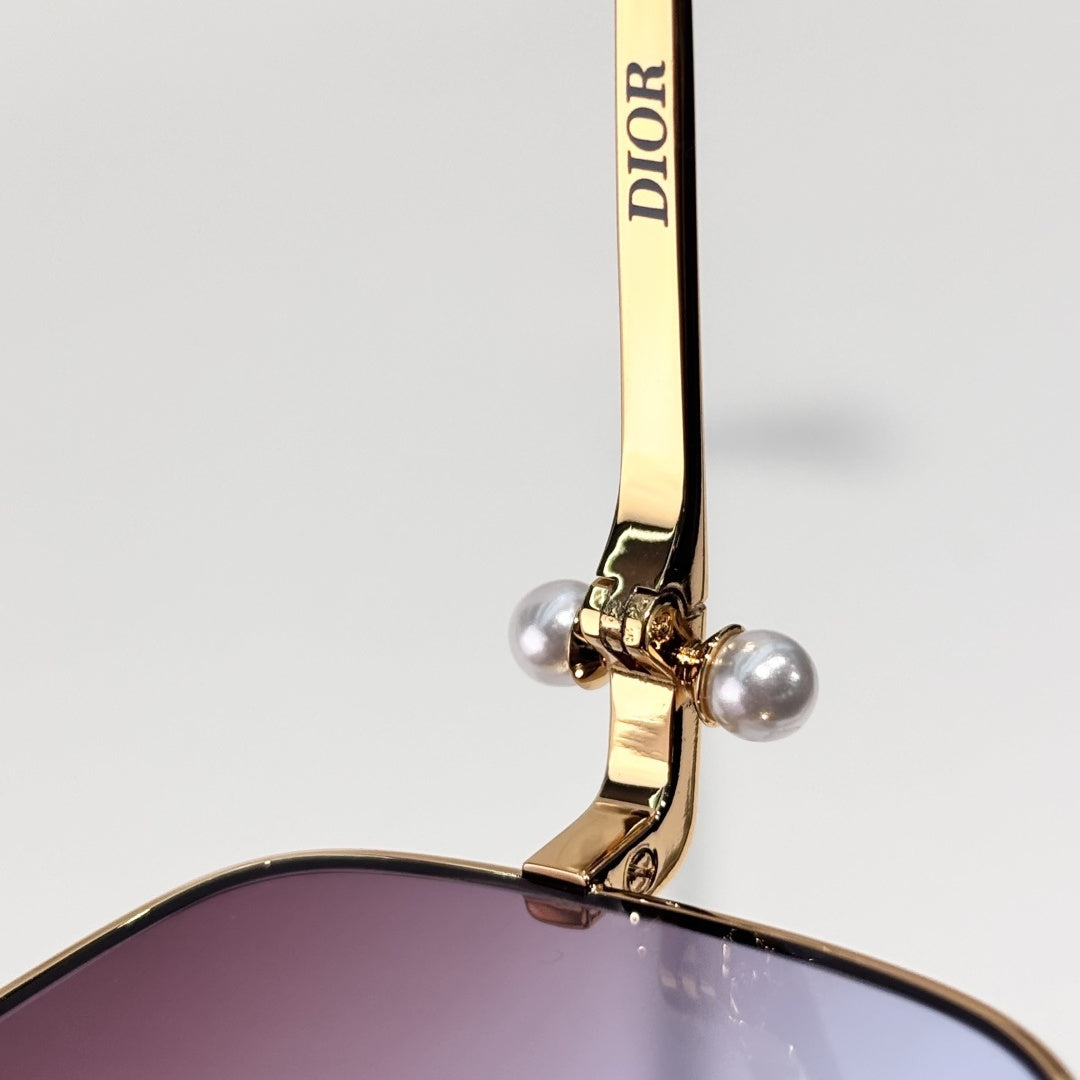 D**R Oversized Square Sunglasses | Gold Metal Frame, Double Pearl Hinge, Multi-Gradient Lenses | 6 Colors