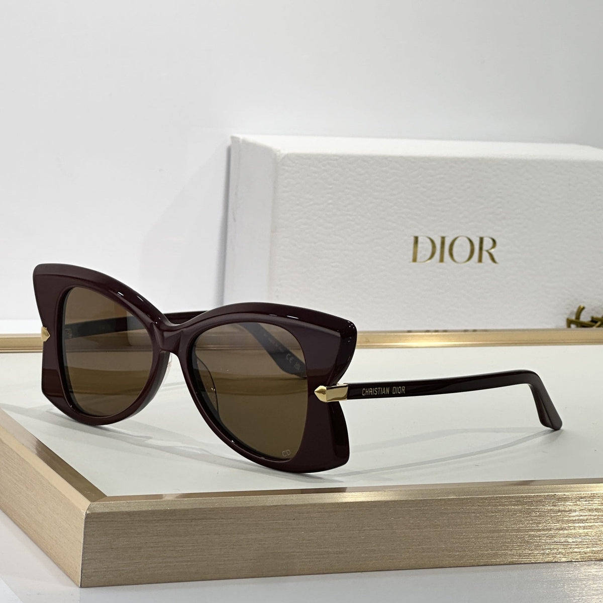 D**R MissDior B5I Cat Eye Sunglasses | Black Acetate Frame, Blue-Grey Gradient Lenses, Gold Hinge | Multiple Colors