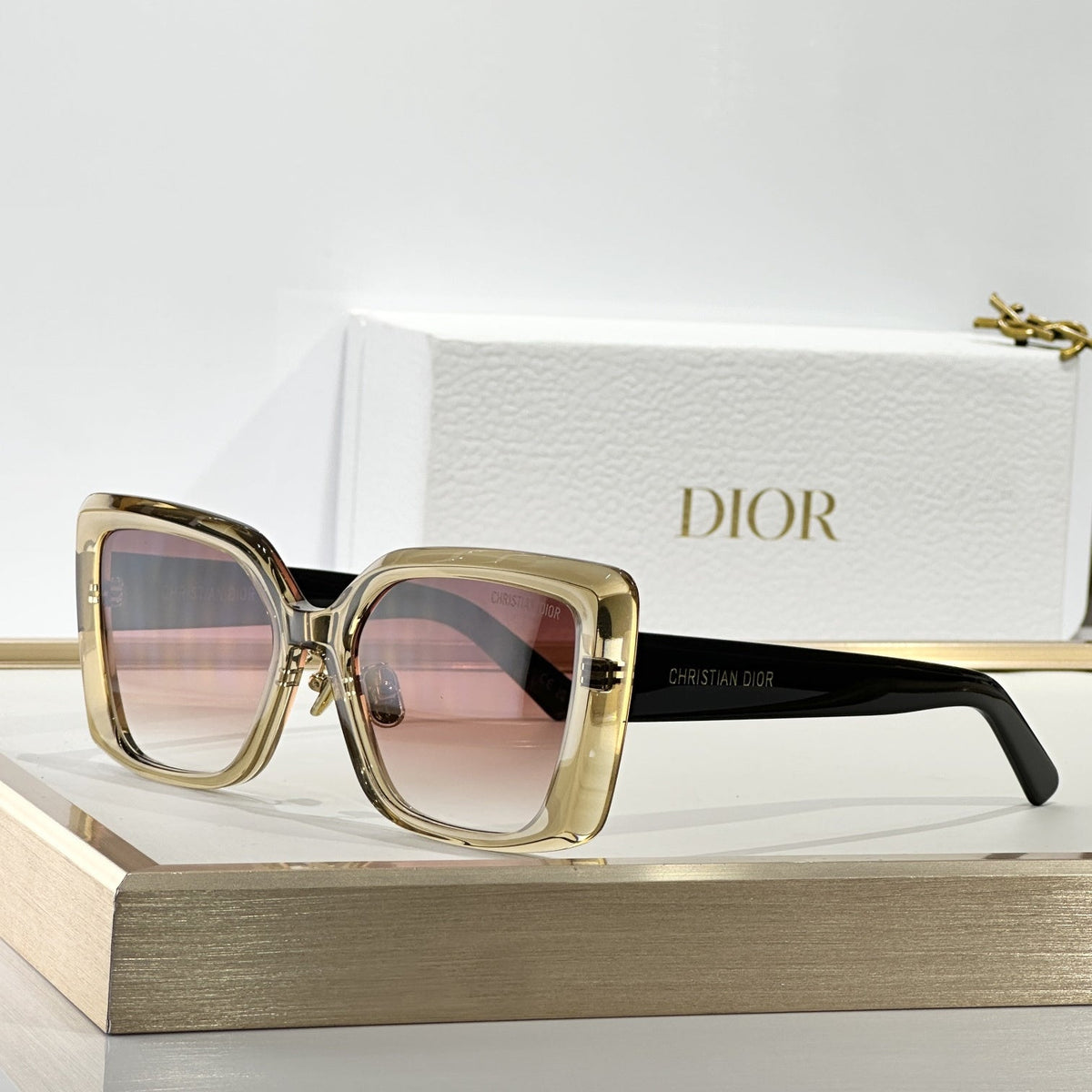 D**R MissDior B4F Square Cat Eye Sunglasses | Dark Brown Acetate Frame, Brown Lenses, Christian Dior Temple | Multiple Colors