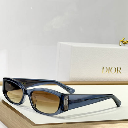 D**R Narrow Rectangular Sunglasses | Black Acetate Frame, Dark Lenses & Metal Stripe Logo Badge | 4 Colorways