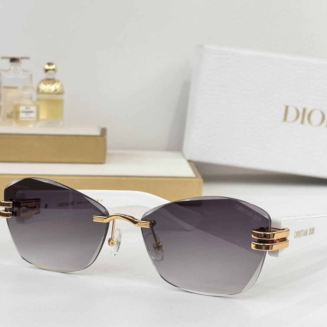 D**R Rimless Butterfly Sunglasses | Gold Wave Metal Nose Bridge, Triple-Bar Temple Connector, Tortoiseshell & Black Acetate | 6 Colors