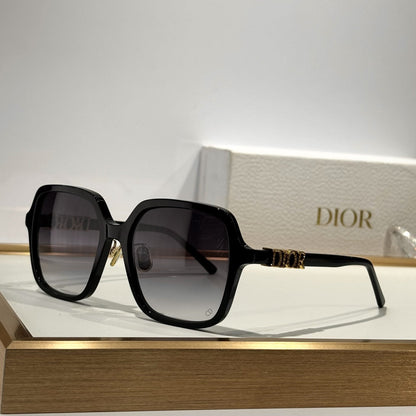 D**R Oversized Square Sunglasses | 3D DIOR Letter Hinge Block in Crystal-Set or Gold, Gradient Lenses | 5 Colors incl. Transparent Mauve & Black