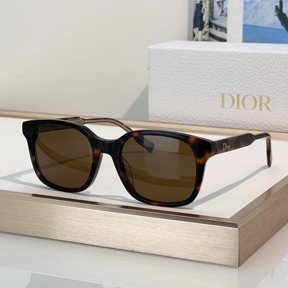 D**R Square Sunglasses with Two-Tone Transparent Grey Acetate Frame, Dark Grey Solid Lenses & Logo Script Temple