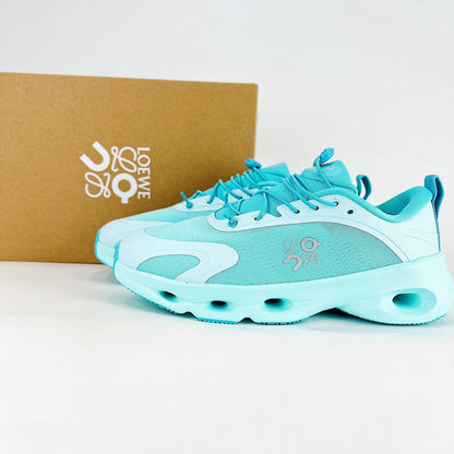 Loewe × On Cloudsolo – Unisex Lightweight Breathable Luxury Collaborative Running Shoes | Aqua Blue & Turquoise