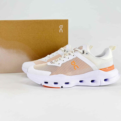 On Running Cloudmonster – White & Orange Unisex Maximum Cushion Road Running Shoes