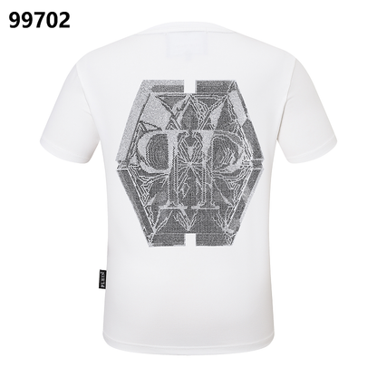 P**P Men's Logo Embroidered Crew Neck T-Shirt | Black White