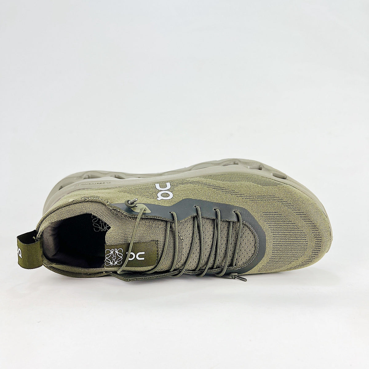 Loewe × On Cloudsurfer – Unisex Lightweight Breathable Luxury Collaborative Running Shoes | Olive Green & Charcoal