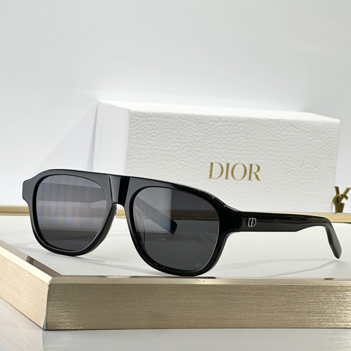 D**R BlackSuit Square Sunglasses | Ice Blue Crystal Acetate Frame, Dark Grey Lenses | Multiple Colors