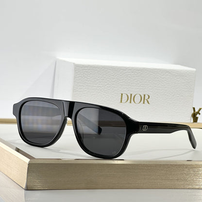 D**R BlackSuit Square Pilot Sunglasses | Black Acetate Frame, Dark Grey Lenses | Multiple Colors
