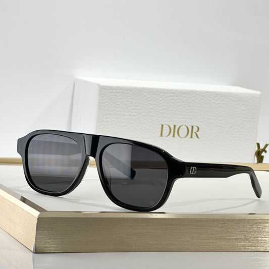 D**R BlackSuit Square Pilot Sunglasses | Black Acetate Frame, Dark Grey Lenses | Multiple Colors