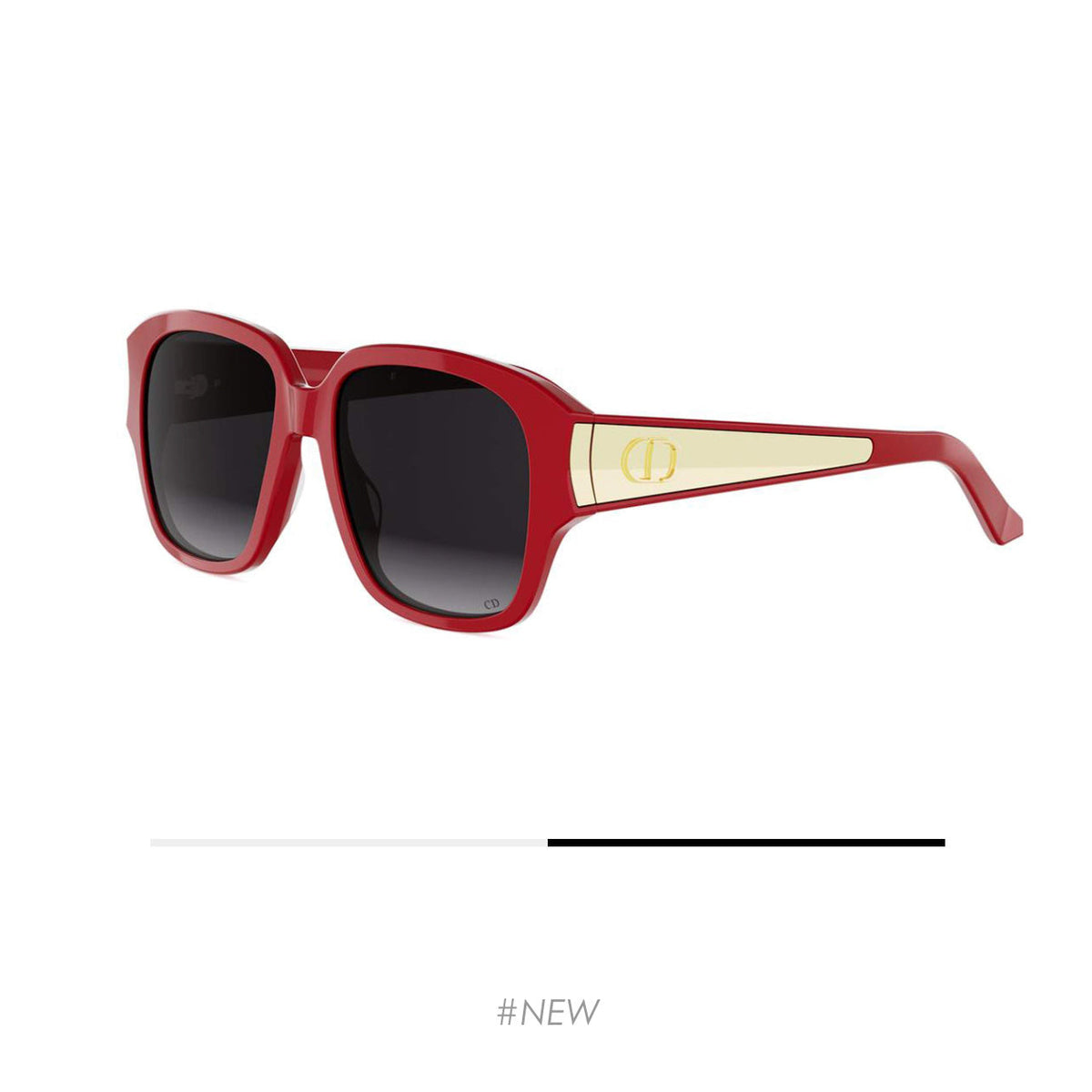 D**R Oversized Square Sunglasses | Black Acetate Frame, Grey Gradient Lenses & Gold CD Logo Temple Plate | 2 Colorways