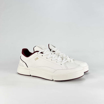 On The Roger Advantage – White & Burgundy Unisex Premium Leather Retro Tennis Lifestyle Sneakers