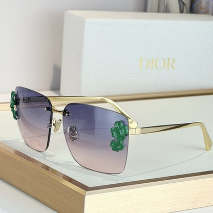 D**R Clover S1U Rimless Sunglasses | Gold Metal Frame, 3D Floral Detail & Gradient Lenses | Multiple Colors