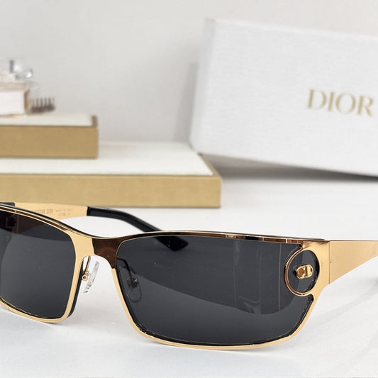 D**R Sport Rectangle Sunglasses | Semi-Rimless Gold & Silver Metal Frame, CD Circle Badge, One-Piece Temple Arm | 6 Colors