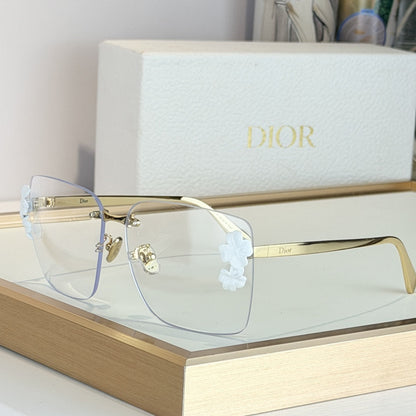D**R Clover S1U Rimless Sunglasses | Gold Metal Frame, 3D Floral Detail & Gradient Lenses | Multiple Colors