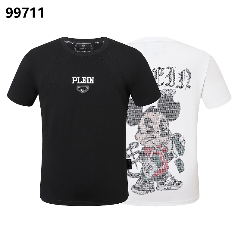 P**P Men's Extended Size Logo Emblem T-Shirt | Black White M-3XL