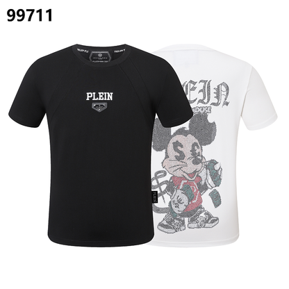 P**P Men's Extended Size Logo Emblem T-Shirt | Black White M-3XL