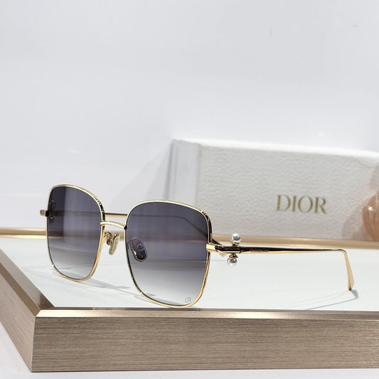 D**R Butterfly Square Sunglasses | Gold Metal Frame, Pearl Hinge Detail, Gradient Rose-Brown Lenses | Multiple Colors